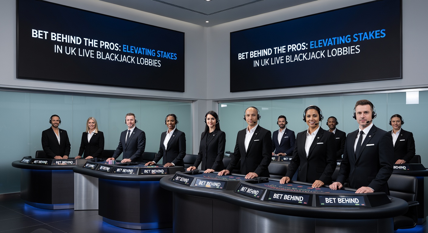 Dynamic live blackjack lobby showing bet behind options on professional players' hands at a UK-facing table