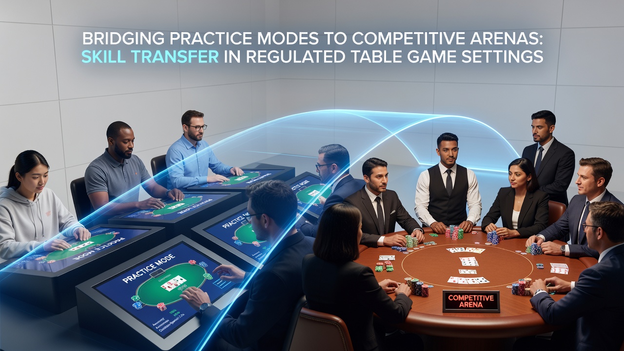 Players transitioning from practice blackjack tables to competitive tournament settings in a regulated casino environment