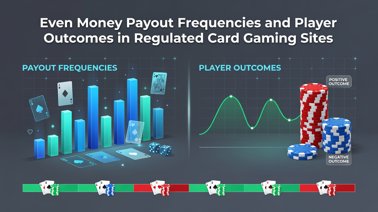 Chart showing even money payout frequencies across various regulated card gaming platforms
