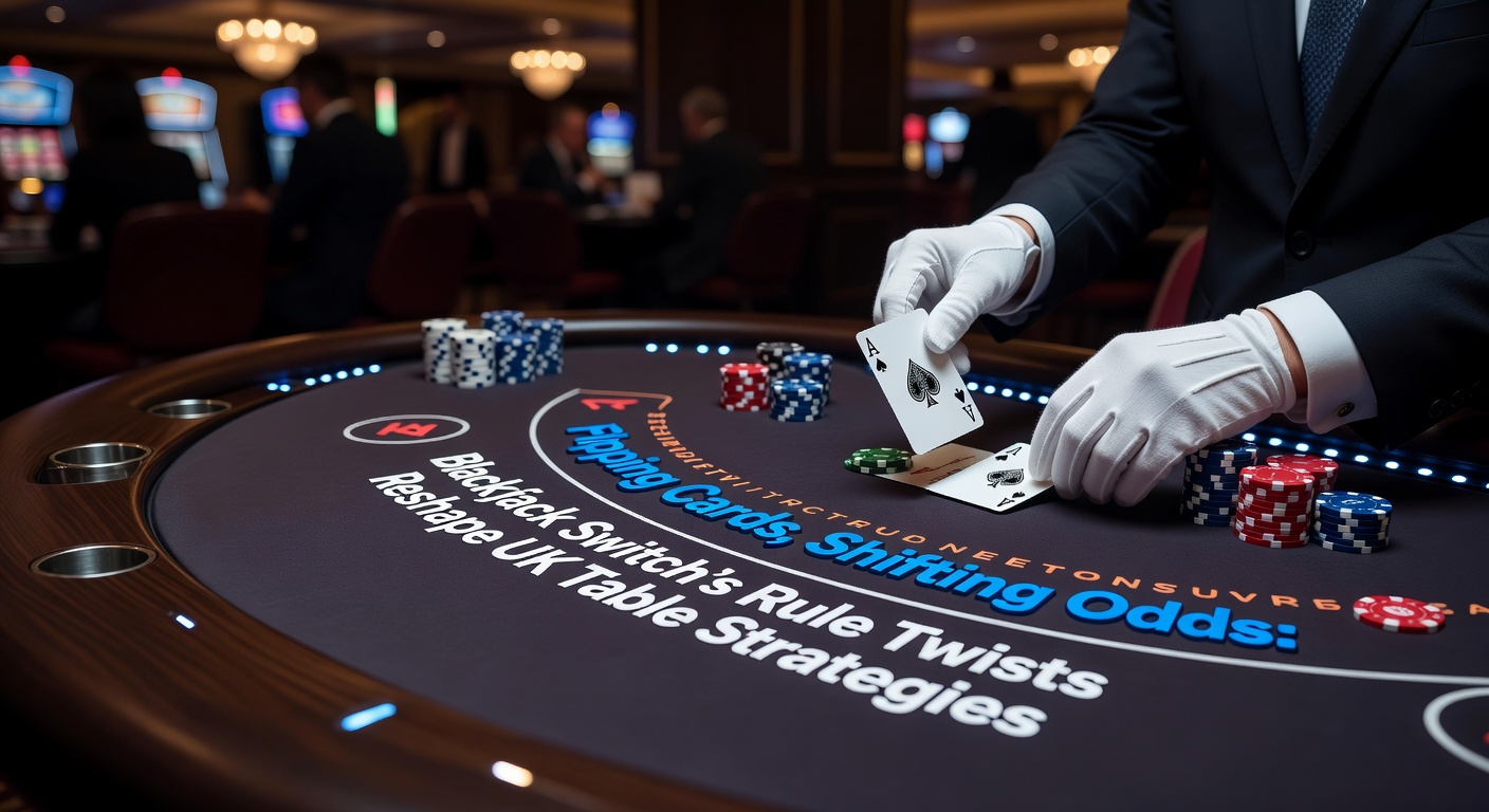 Blackjack Switch table setup showing two hands with swappable second cards and dealer facing multiple players