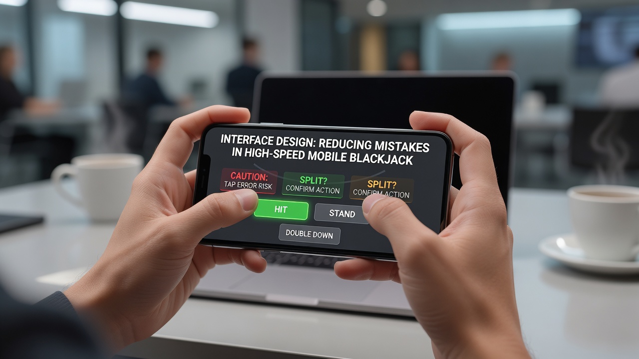 Close-up of a mobile blackjack interface showing clear bet buttons, card displays, and intuitive controls that help players make quick decisions
