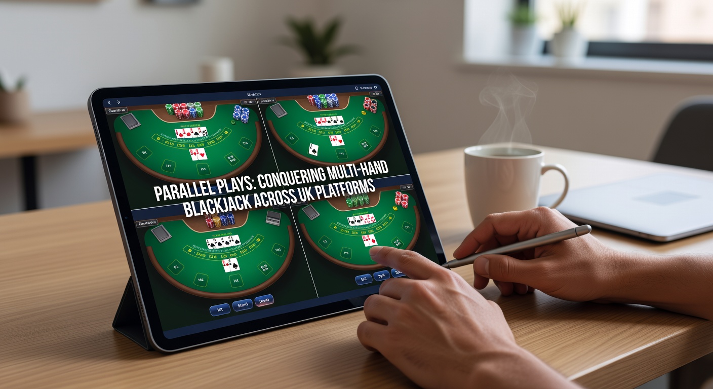 Multi-hand blackjack table showing several player hands in action on a UK online platform