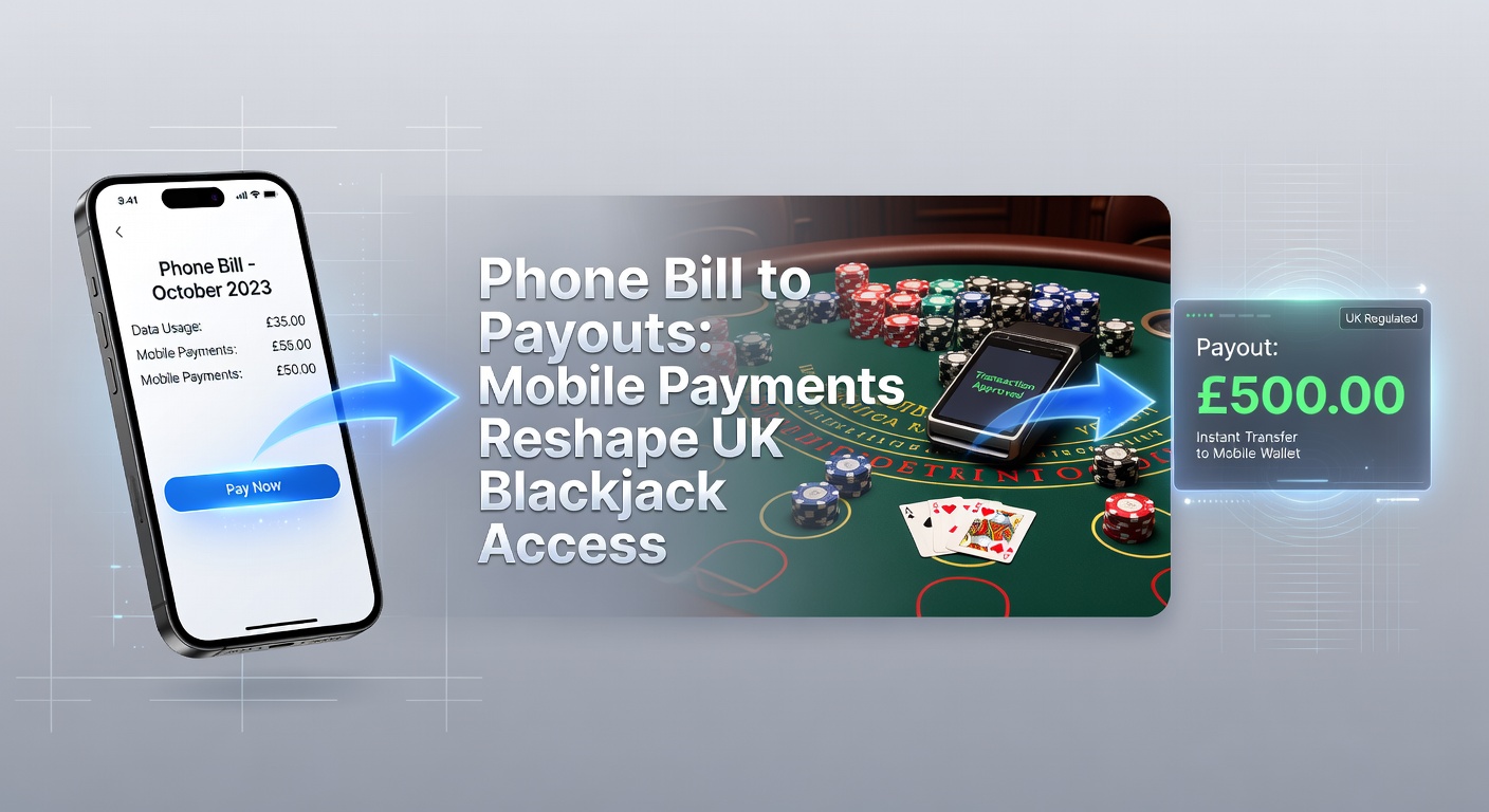 Smartphone displaying a blackjack app with mobile payment options like pay-by-phone and Apple Pay on screen