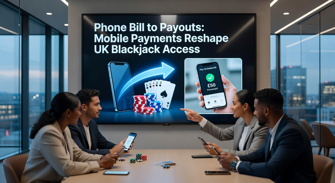 Illustration of a hand holding a phone with blackjack cards and payout notifications overlayed, symbolizing mobile cashouts