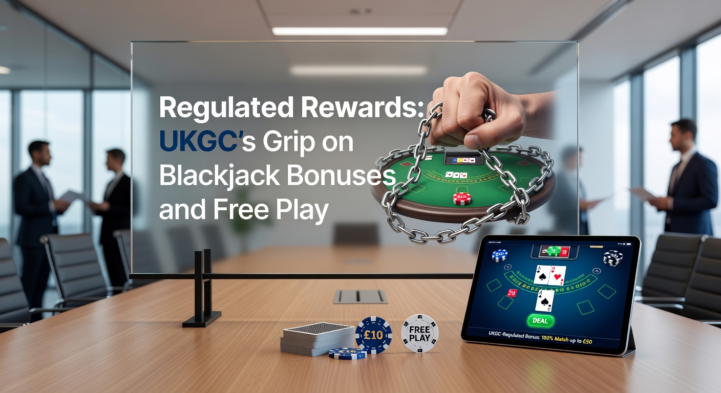Graphic depicting regulatory chains wrapping around blackjack chips and bonus icons, symbolizing oversight on casino promotions