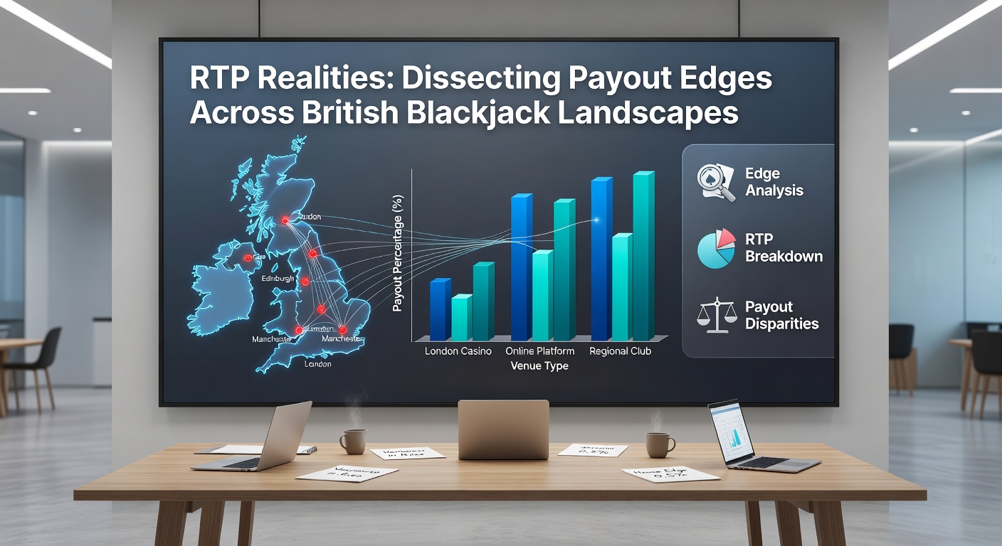 Close-up of a live blackjack dealer revealing cards on a high-tech table, with RTP stats overlaid in a British casino stream