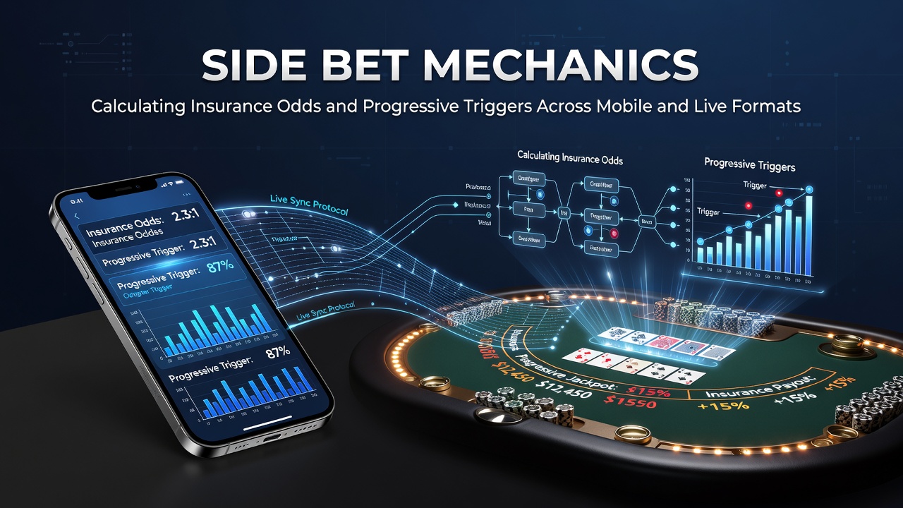 Blackjack table layout showing insurance betting area and progressive jackpot display