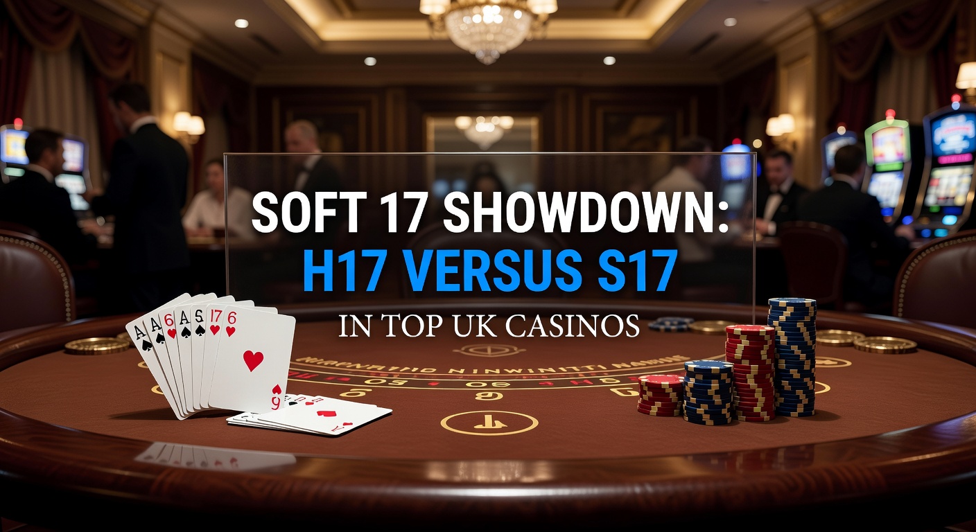 Dealer hand showing ace and six forming soft 17 in a blackjack game at a UK casino table, highlighting the hit or stand decision point