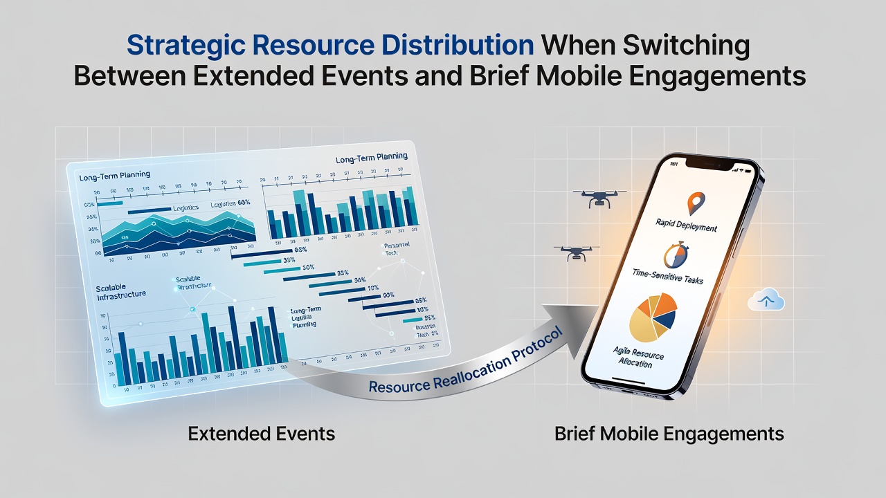 Resource allocation diagram showing transitions between extended events and mobile sessions
